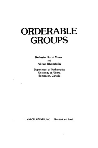 Cover of Orderable Groups