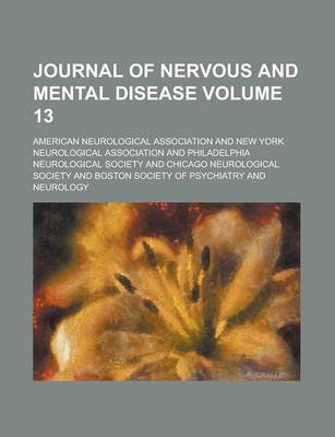 Book cover for Journal of Nervous and Mental Disease Volume 13