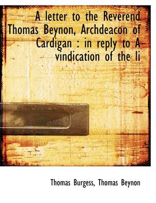 Book cover for A Letter to the Reverend Thomas Beynon, Archdeacon of Cardigan