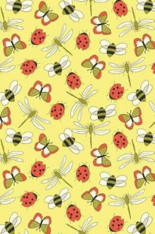 Cover of Bullet Journal Dragonflies, Bees and Ladybugs Pattern - Yellow