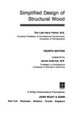 Cover of Simplified Design of Structural Wood