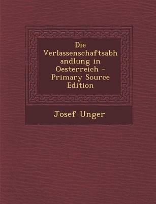 Book cover for Die Verlassenschaftsabhandlung in Oesterreich