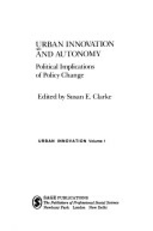 Cover of Urban Innovation and Autonomy