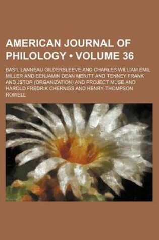 Cover of American Journal of Philology Volume 36