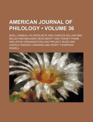 Book cover for American Journal of Philology Volume 36