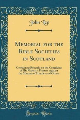 Cover of Memorial for the Bible Societies in Scotland