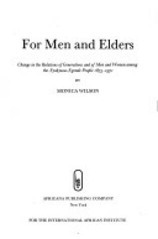 Cover of For Men and Elders