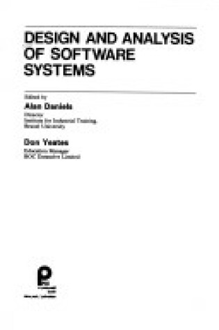 Cover of Design and Analysis of Software Systems
