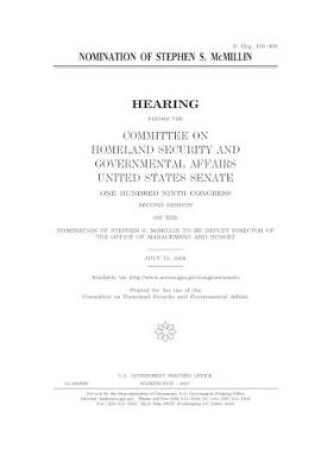 Cover of Nomination of Stephen S. McMillin