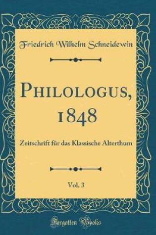 Cover of Philologus, 1848, Vol. 3