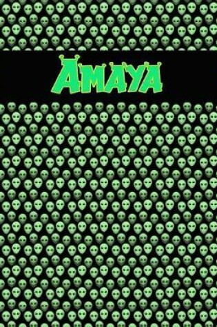 Cover of 120 Page Handwriting Practice Book with Green Alien Cover Amaya