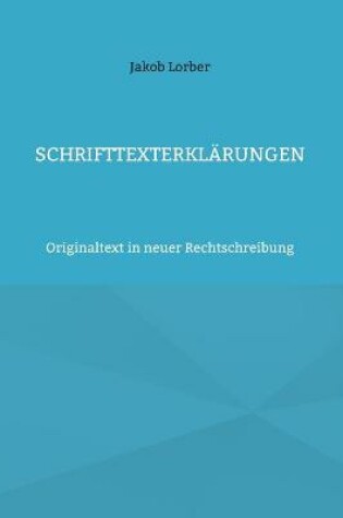 Cover of Schrifttexterklarungen