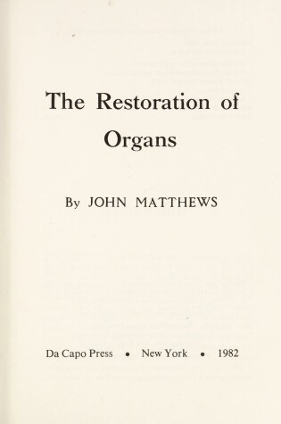 Cover of The Restoration of Organs