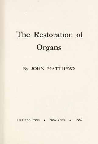 Cover of The Restoration of Organs