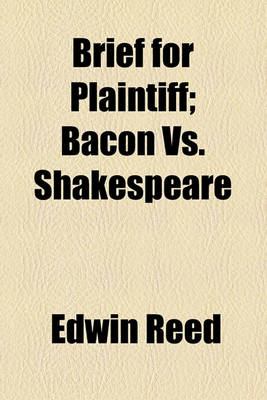 Book cover for Brief for Plaintiff; Bacon vs. Shakespeare