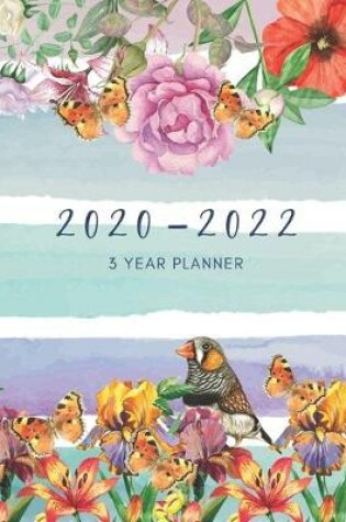 Cover of 2020-2022 3 Year Planner Floral Stripes Monthly Calendar Goals Agenda Schedule Organizer