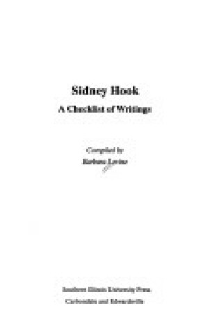 Cover of Sidney Hook