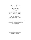 Book cover for Benedetto Croce's Poetry and Literature