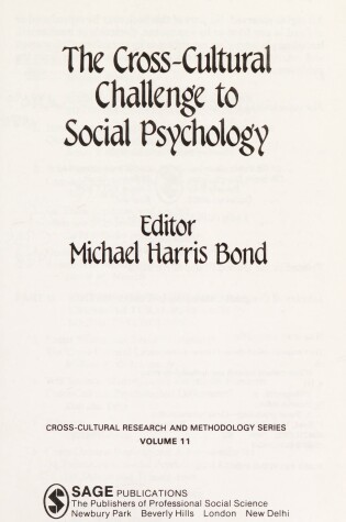 Cover of The Cross-Cultural Challenge to Social Psychology
