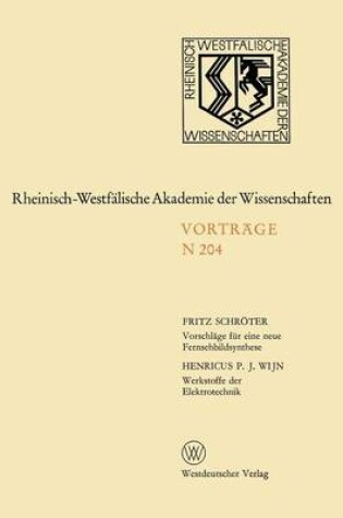 Cover of Vorschlage Fur Eine Neue Fernsehbildsynthese