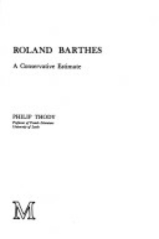 Cover of Roland Barthes