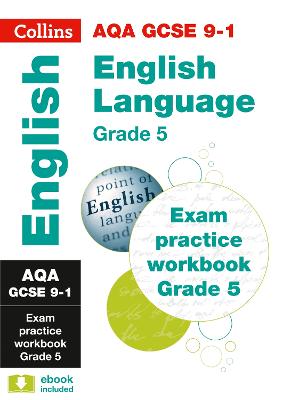 Book cover for AQA GCSE 9-1 English Language Exam Practice Workbook (Grade 5)