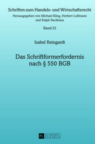 Cover of Das Schriftformerfordernis Nach  550 Bgb