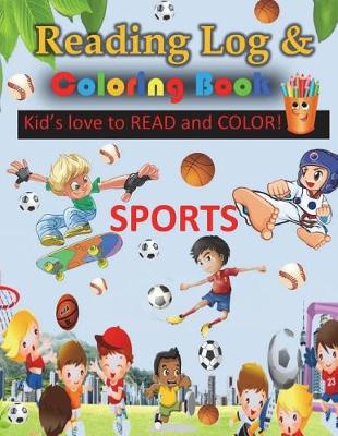 Book cover for Sports Reading Log & Coloring Book