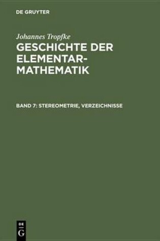 Cover of Stereometrie, Verzeichnisse