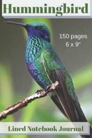 Cover of Hummingbird Lined Notebook Journal 150 Pages 6 X 9
