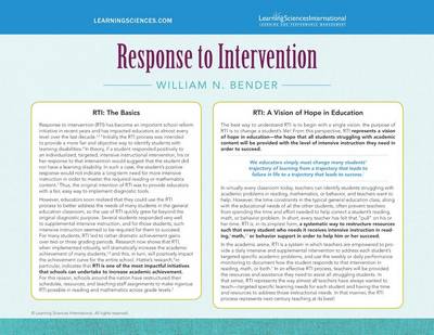 Book cover for Response to Intervention Quick Reference Guide