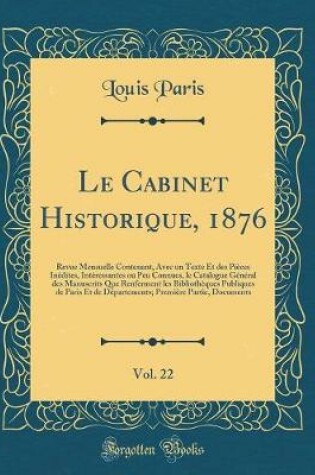 Cover of Le Cabinet Historique, 1876, Vol. 22