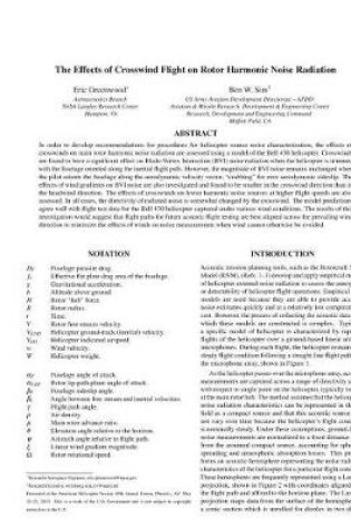 Cover of The Effects of Crosswind Flight on Rotor Harmonic Noise Radiation