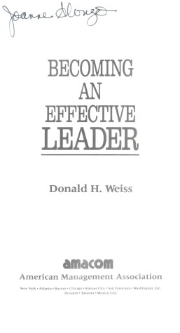 Book cover for Becoming An Effective Leader