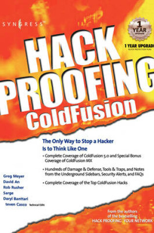 Cover of Hack Proofing ColdFusion