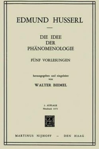 Cover of Die Idee Der Phänomenologie