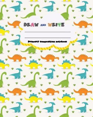 Book cover for DRAW and WRITE primary composition notebook, 8 x 10 inch 200 page, little dino pattern