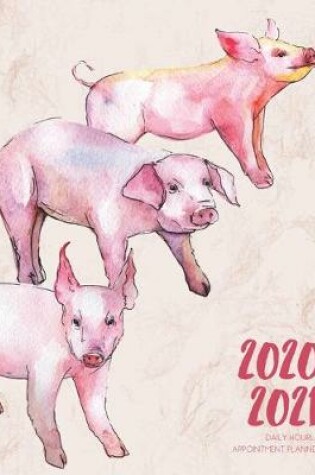 Cover of Daily Planner 2020-2021 Watercolor Pig Piglets 15 Months Gratitude Hourly Appointment Calendar