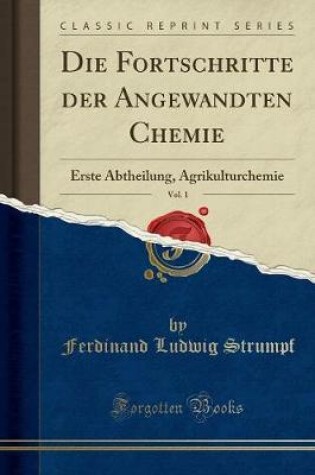 Cover of Die Fortschritte Der Angewandten Chemie, Vol. 1