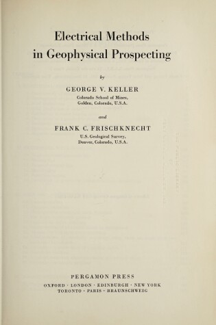 Cover of Electrical Methods in Geophysical Prospecting