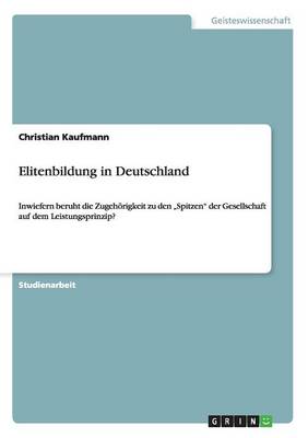 Book cover for Elitenbildung in Deutschland