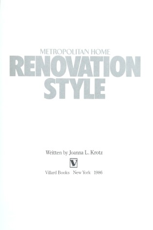 Cover of Metropolitan Home Renovation Style