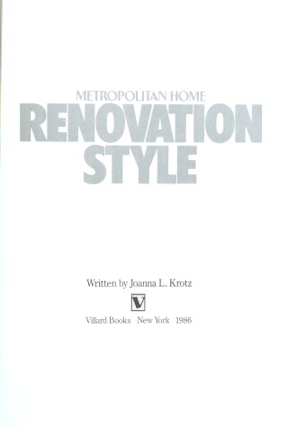 Book cover for Metropolitan Home Renovation Style