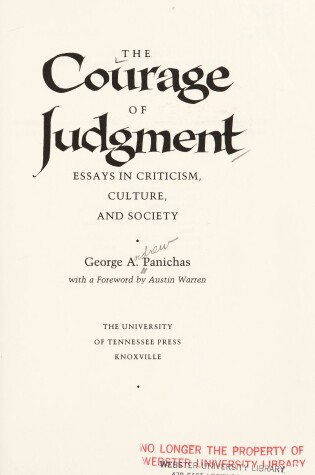 Cover of The Courage of Judgment