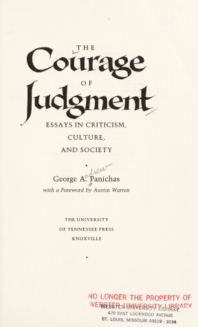 Book cover for The Courage of Judgment