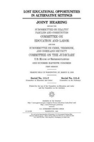Cover of Lost educational opportunities in alternative settings