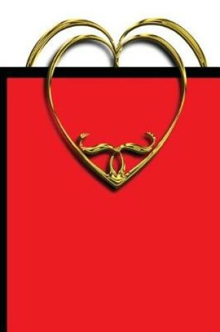 Cover of Wedding Journal Fancy Heart Design Red Gold Black
