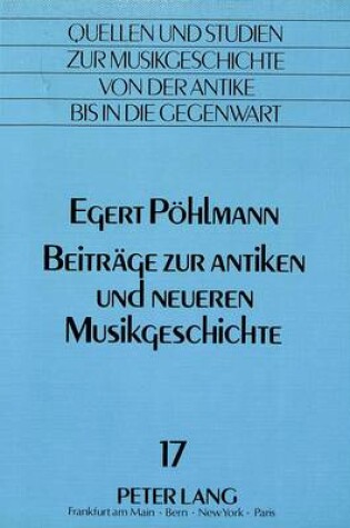 Cover of Beitraege Zur Antiken Und Neueren Musikgeschichte