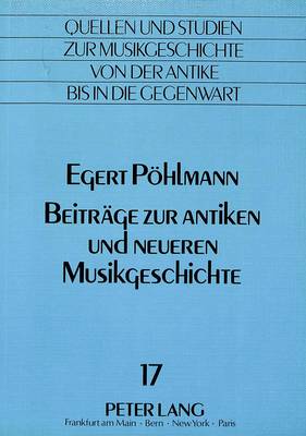 Cover of Beitraege Zur Antiken Und Neueren Musikgeschichte