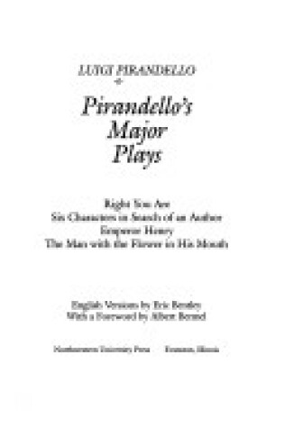 Cover of Pirandello's Major Plays